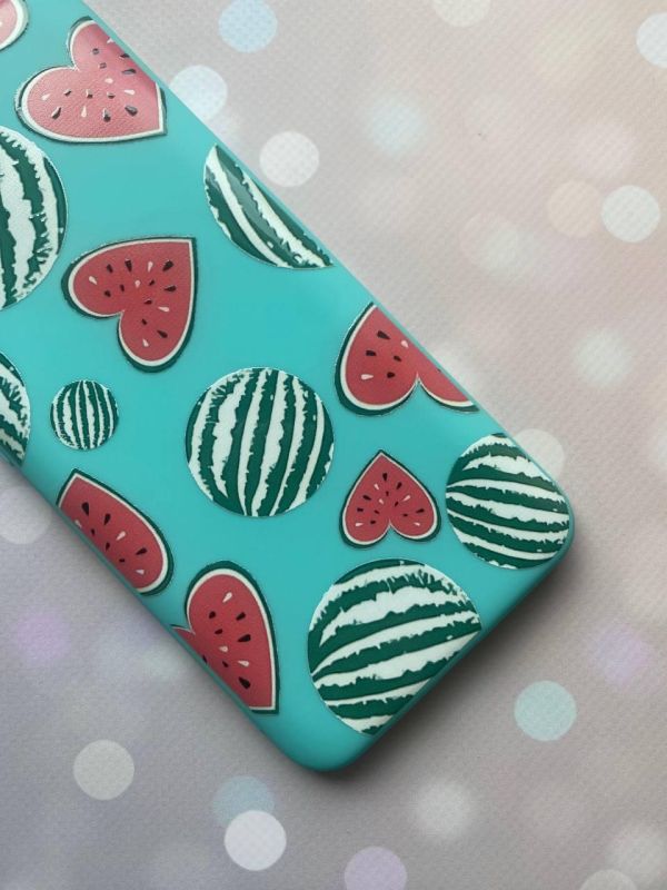 Матовий бірюзовий чохол на Xiaomi Redmi Note 11 :: Кавуни сердечка (принт 343)