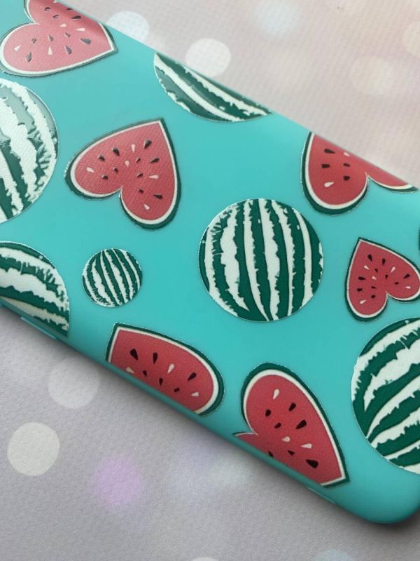 Матовий бірюзовий чохол на Xiaomi Redmi Note 11 :: Кавуни сердечка (принт 343)