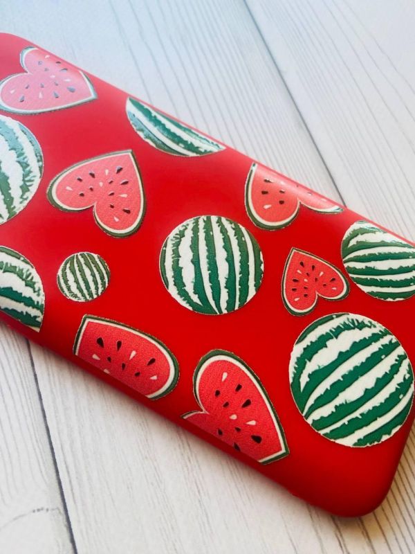 Матовий червоний чохол на Xiaomi Redmi Note 9 / 10X :: Кавуни сердечка (принт 343)