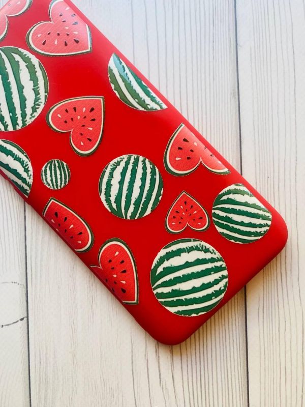 Матовий червоний чохол на Xiaomi Redmi Note 9 / 10X :: Кавуни сердечка (принт 343)