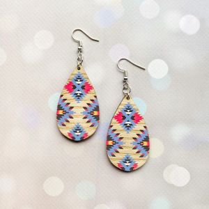 Cережки з дерева. Візерунок у стилі етно (принт 8.18, світла основа)