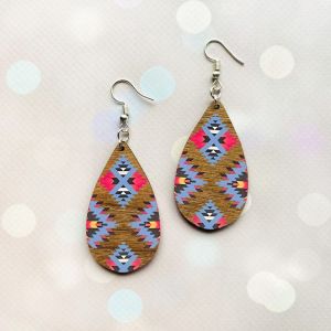 Cережки з дерева. Візерунок у стилі етно (принт 8.18, темна основа)