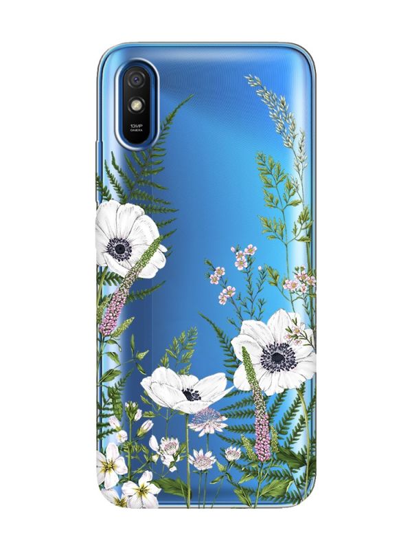 Прозорий чохол на Xiaomi Redmi 9A  :: Квіти польові (принт 363)