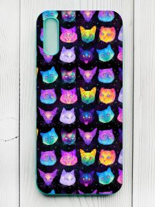 Матовий чохол з бірюзовими боками на Xiaomi Redmi 9А :: Котики Фон (принт 362)