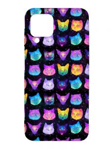 Матовий чохол з чорними боками на Samsung Galaxy A12 :: Котики Фон (принт 362)