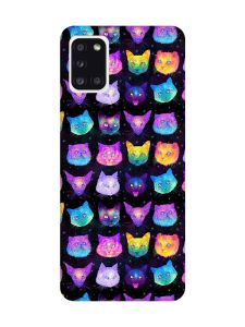 Матовий чохол з червоними боками на Samsung Galaxy A31 :: Котики Фон (принт 362)