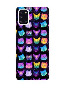 Матовий чохол з рожевими боками на Samsung Galaxy A31 :: Котики Фон (принт 362)