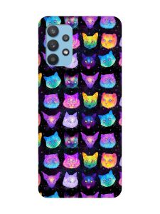 Матовий чохол з чорними боками на Samsung Galaxy A32 :: Котики Фон (принт 362)