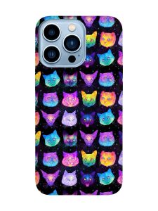 Матовий чохол з бірюзовими боками на iPhone 13 Pro Max :: Котики Фон (принт 362)