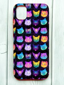 Матовий чохол з червоними боками на Samsung Galaxy A04E/A042 :: Котики Фон (принт 362)