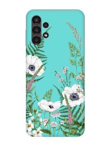 Матовий бірюзовий чохол на Samsung Galaxy A13 4G :: Квіти польові (принт 363)
