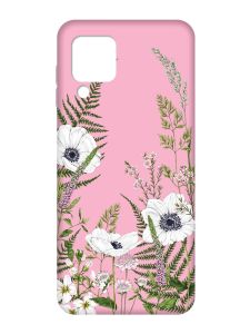 Матовий рожевий чохол на Samsung Galaxy M32/A22/M22 4G :: Квіти польові (принт 363)