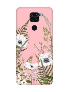 Матовий рожевий чохол на Xiaomi Redmi Note 9 :: Квіти польові (принт 363)