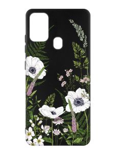 Матовий чорний чохол на Samsung Galaxy M30s/M21 :: Квіти польові (принт 363)