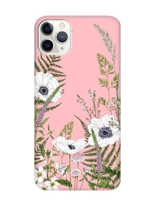 Матовий рожевий чохол на iPhone 11 Pro (5.8) :: Квіти польові (принт 363)