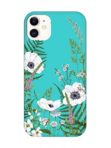 Матовий бірюзовий чохол на Apple iPhone 11 (6.1) :: Квіти польові (принт 363)