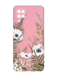 Матовий рожевий чохол на Samsung Galaxy A12 :: Квіти польові (принт 363)