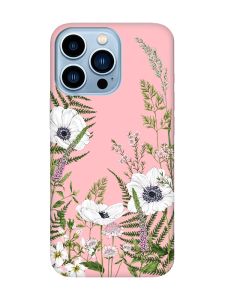 Матовий рожевий чохол на Apple iPhone 13 Pro Max :: Квіти польові (принт 363)