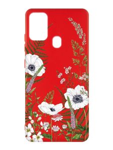 Матовий червоний чохол на Samsung Galaxy M30s/M21 :: Квіти польові (принт 363)