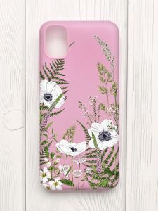Матовий рожевий чохол на Samsung Galaxy A04E/A042 :: Квіти польові (принт 363)