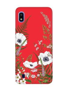 Матовий червоний чохол на Samsung Galaxy A10 (2019) A105 :: Квіти польові (принт 363)