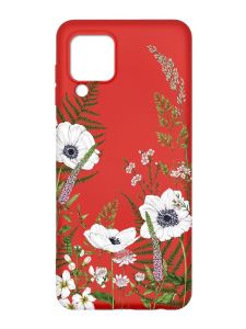 Матовий червоний чохол на Samsung Galaxy M32/A22/M22 4G :: Квіти польові (принт 363)