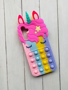 Чохол Попіт Антистрес Поп-Іт Pop It для Samsung Galaxy A14 5G Одноріг Рожево-фіол.