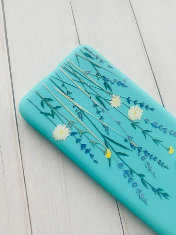 Матовий бірюзовий чохол на Apple iPhone 13 Pro Max :: Польові квіти (принт 270)