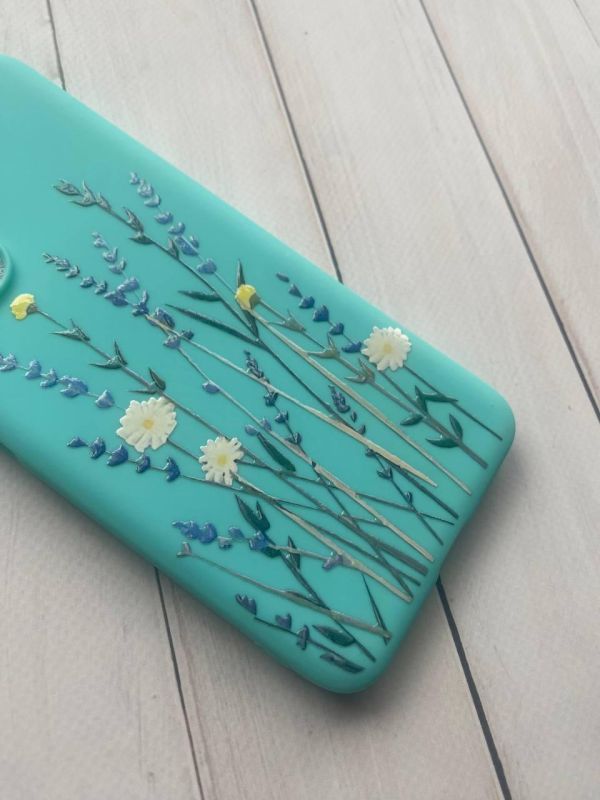 Матовий бірюзовий чохол на Apple iPhone 13 Pro Max :: Польові квіти (принт 270)