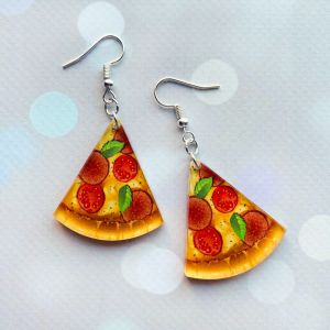 Сережки Піца (на глянцевому акрилі)
