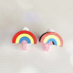 Дитячі сережки кліпси Веселка (принт k_001)