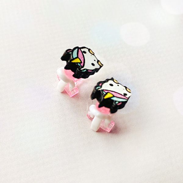 Дитячі сережки кліпси Єдиноріжка (принт k_003)