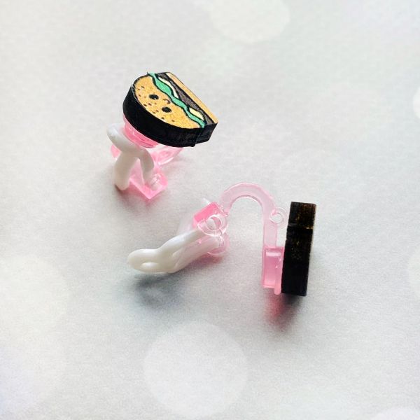 Дитячі сережки кліпси Бургер (принт k_008)