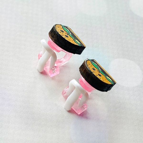 Дитячі сережки кліпси Бургер (принт k_008)