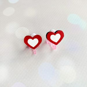Дитячі сережки кліпси Сердечко (принт k_009)