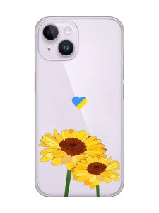 Прозорий чохол із захистом камери на iPhone 14 :: Жовті квіти (принт 364)