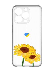 Прозорий чохол із захистом камери на  iPhone 15 Pro :: Жовті квіти (принт 364)