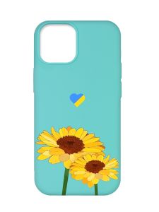 Матовий бірюзовий чохол на Apple iPhone 12 Pro Max :: Жовті квіти (принт 364)