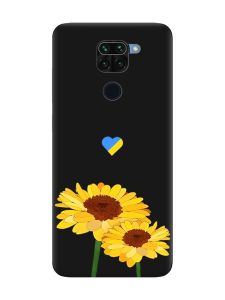 Матовий чорний чохол на Xiaomi Redmi Note 9 :: Жовті квіти (принт 364)