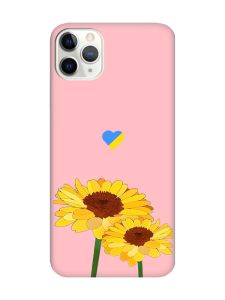 Матовий рожевий чохол на iPhone 11 Pro (5.8) :: Жовті квіти (принт 364)