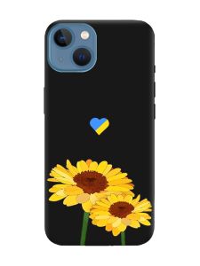 Матовий чорний чохол на Apple iPhone 13 :: Жовті квіти (принт 364)