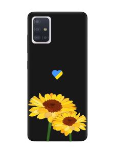 Матовий чорний чохол на Samsung Galaxy A51 :: Жовті квіти (принт 364)
