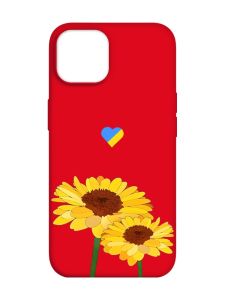 Матовий червоний чохол на Apple iPhone 14 :: Жовті квіти (принт 364)