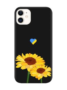 Матовий чорний чохол на Apple iPhone 11 (6.1) :: Жовті квіти (принт 364)