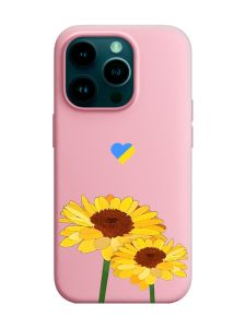 Матовий рожевий чохол на Apple iPhone 14 Pro :: Жовті квіти (принт 364)