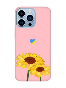 Матовий рожевий чохол на Apple iPhone 13 Pro Max :: Жовті квіти (принт 364)