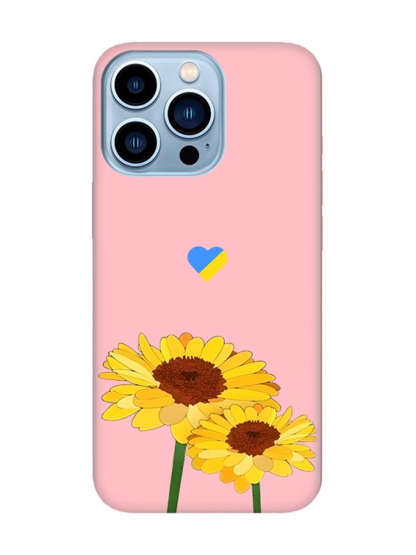 Матовий рожевий чохол на Apple iPhone 13 Pro Max :: Жовті квіти (принт 364)