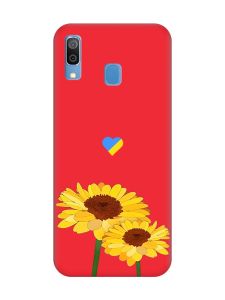 Матовий червоний чохол на Samsung Galaxy A30 (2019) / A20 (2019) :: Жовті квіти (принт 364)