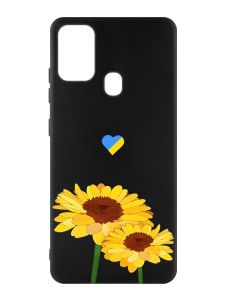 Матовий чорний чохол на Samsung Galaxy M30s/M21 :: Жовті квіти (принт 364)