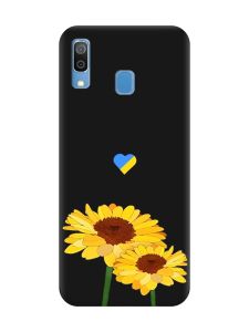 Матовий чорний чохол на Samsung Galaxy A30 (2019) / A20 (2019) :: Жовті квіти (принт 364)